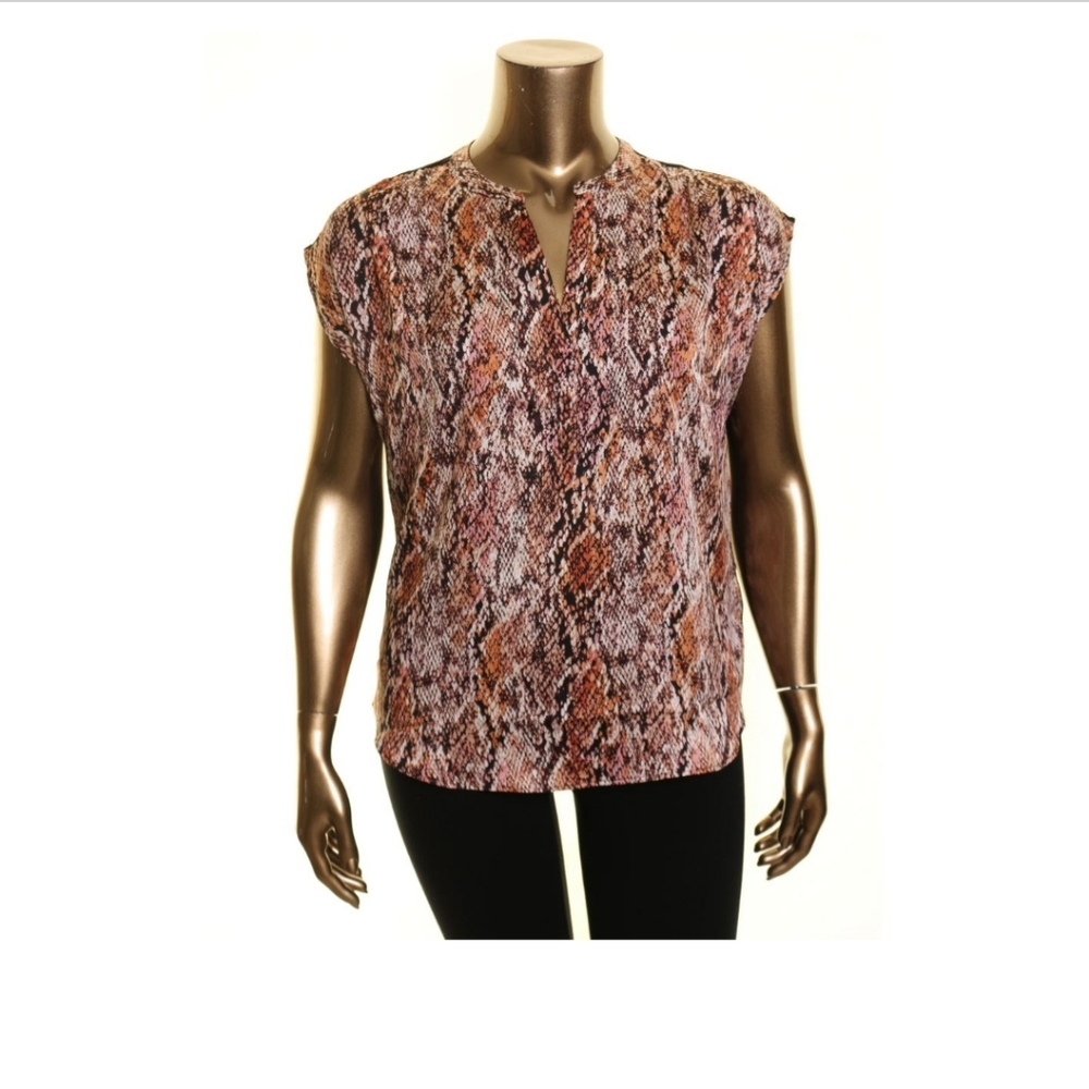 INC Mixed Media Pink Snakeskin Print Blouse New sz Medium